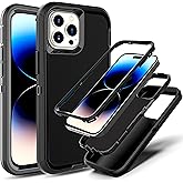 YmhxcY for iPhone 14 Pro Case Shockproof Dropproof Dust-Proof Drop Proof 3-in-1 Durable Phone Case Heavy Duty Protection Phone Case Cover for Apple iPhone 14 Pro 6.1“ Black