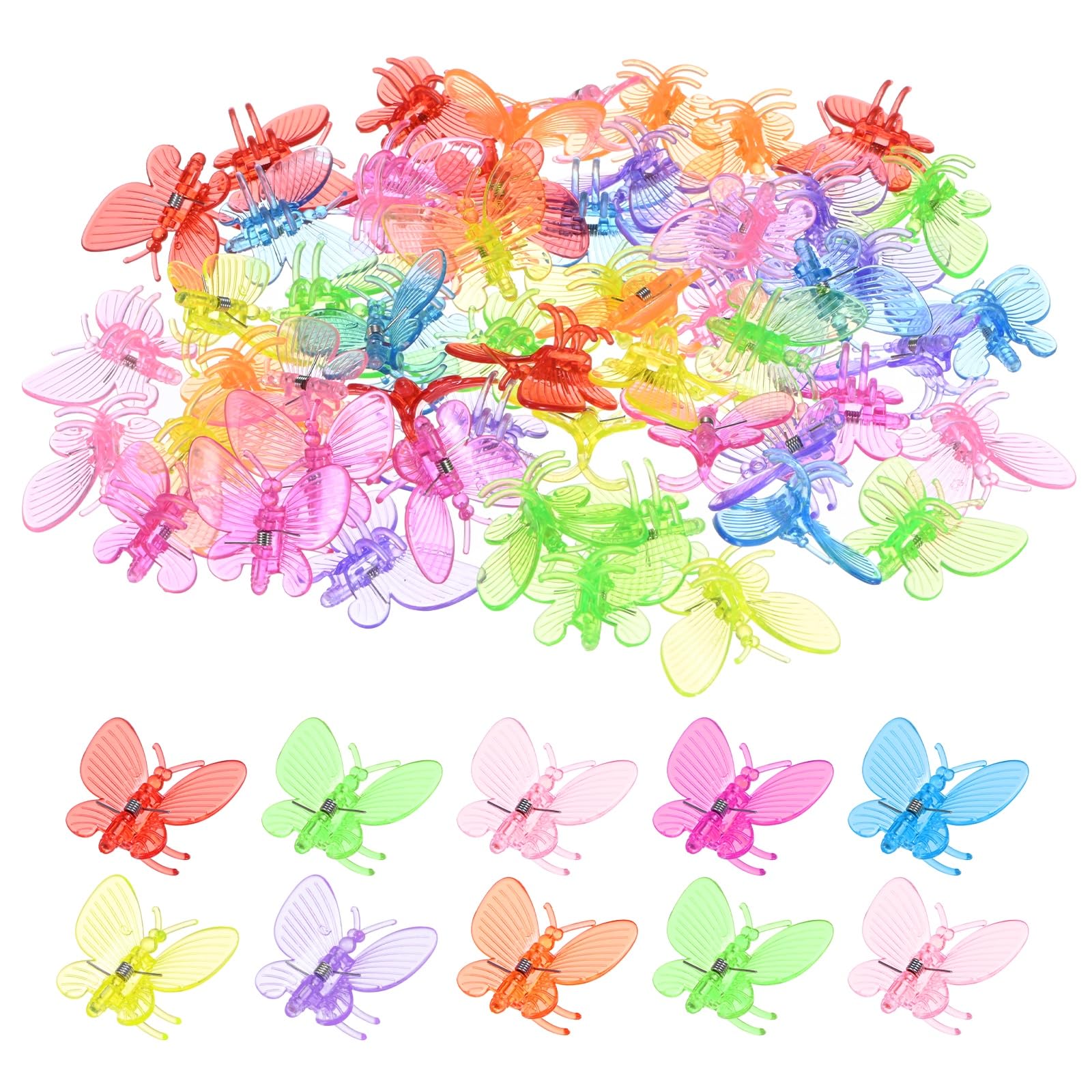 M METERXITY 80-Pack Orchid Clips, Plastic Garden Plant Clips, Butterfly Orchid Clips for Supporting Stems/Vines/Stalk Grow Upright [Green, Red, Rose, Pink, Blue, Purple, Yellow, Orange]
