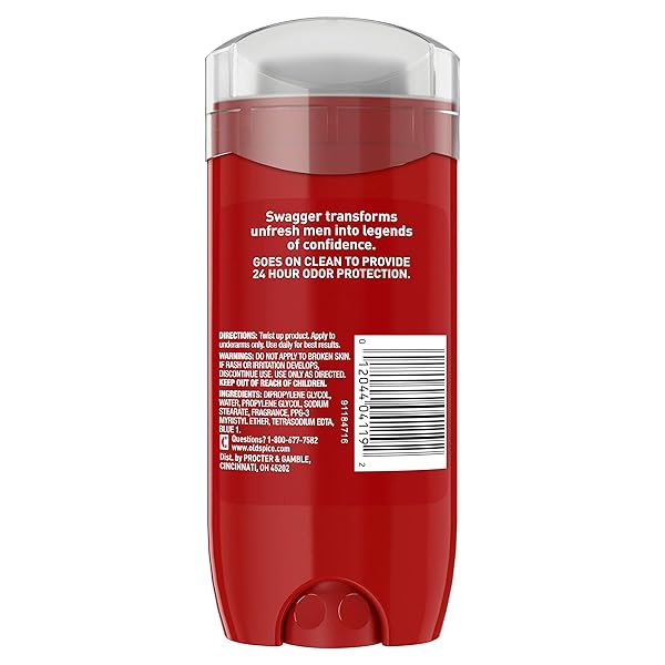 OLD SPICE ALUMINUM FREE DEODORANT FOR MEN RED ZONE COLLECTION, SWAGGER INVISIBLE SOLID, LIME & CEDARWOOD SCENT, 3.8 OZ