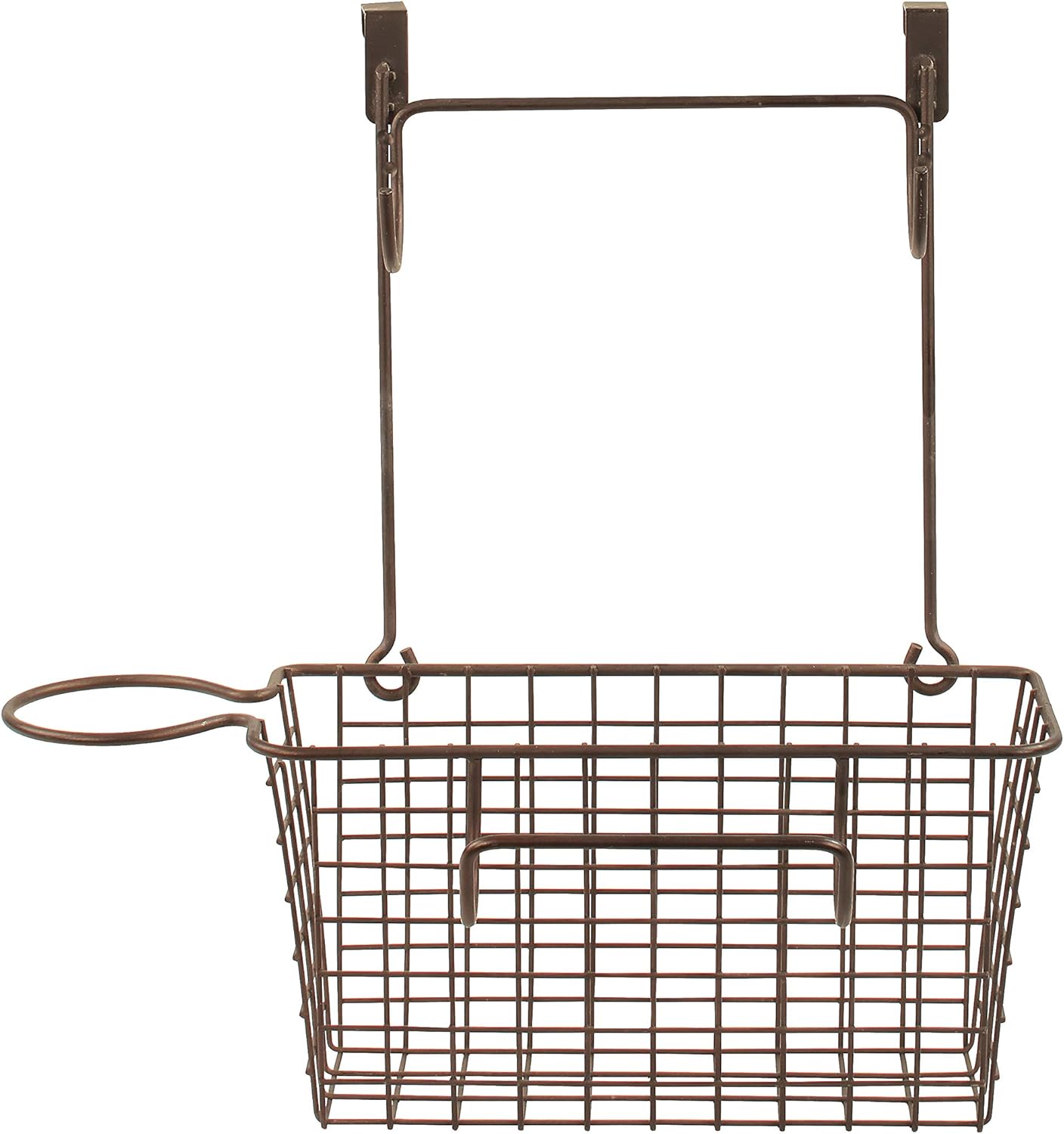 Spectrum Diversified Grid Wide Hair Station Basket Over the Cabinet Door Steel Wire Bathroom Organizer, Includes Hooks for Styling Tools & Loop for Blow Dryer, Bronze: Home & Kitchen