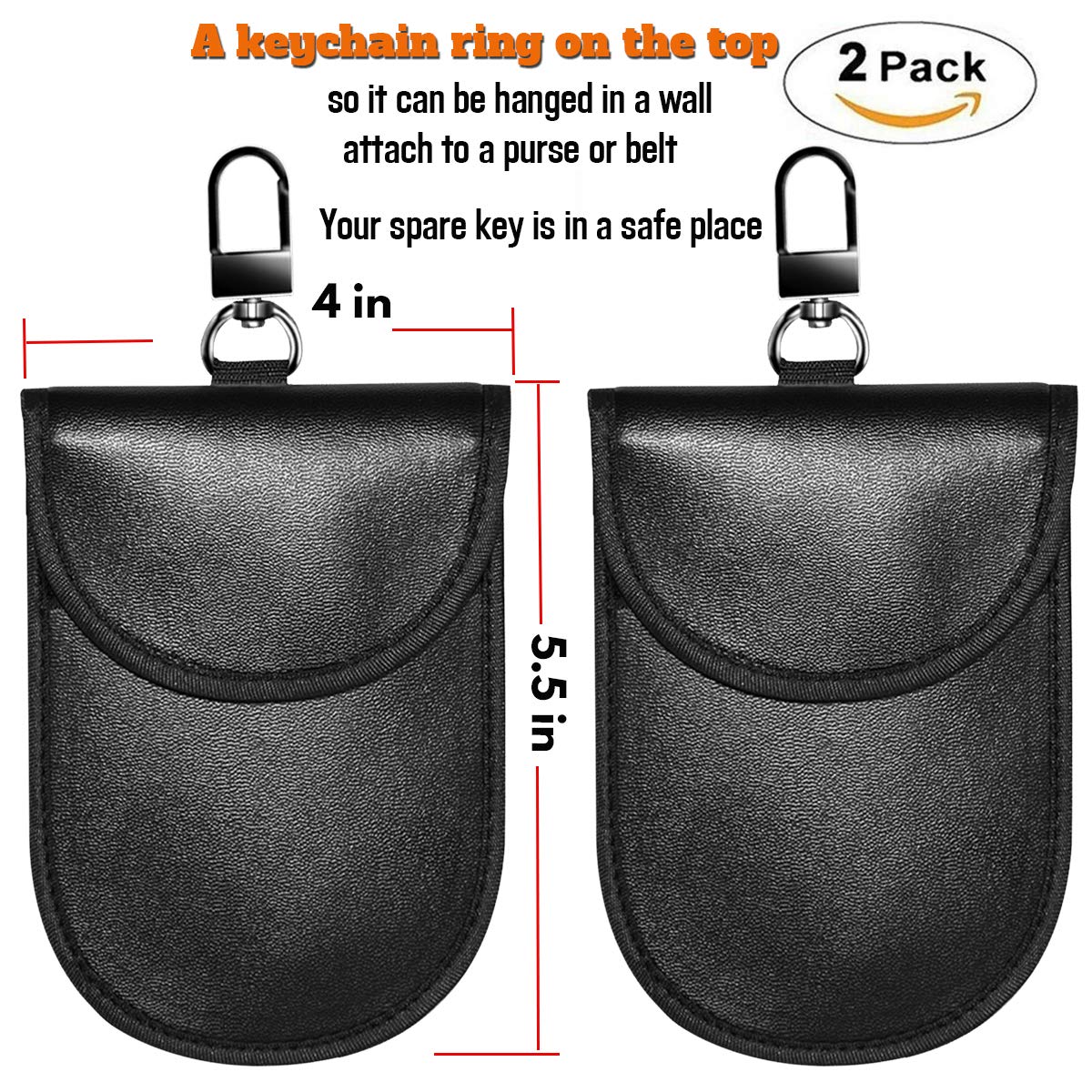 Faraday Bag Faraday Key Fob Protector, Car RFID Signal Blocking Pouch Protector, Faraday Cage Fob Guard for Keyless, Cars Security Anti Theft, Anti-Hacking Case RFID WIFI Blocker Box, 2 PACK