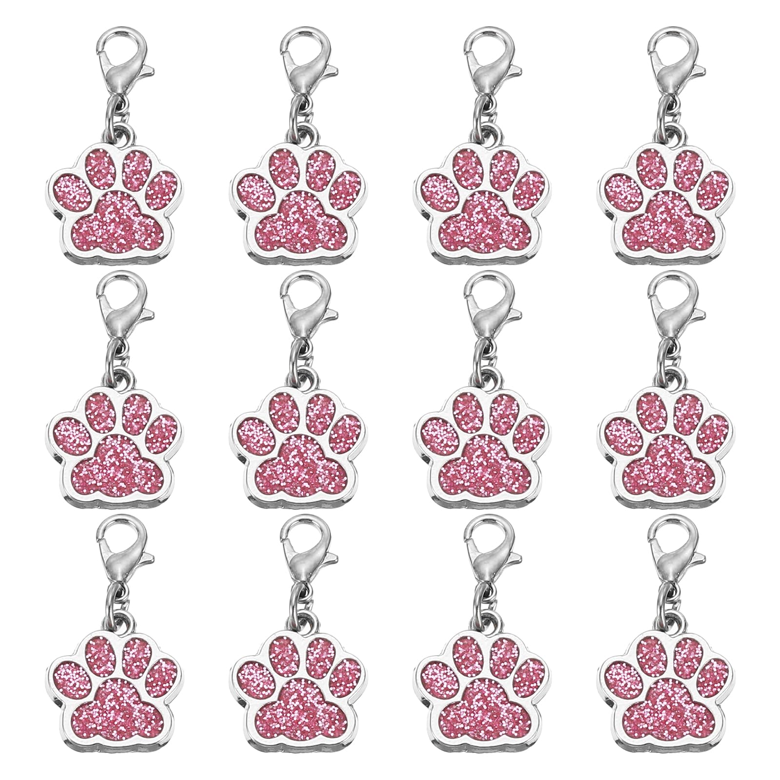 PATIKIL Dog Paw Crochet Stitch Markers, 12 Pack Metal Pendants Charm Knitting Markers Stitch Marker for Sewing Crocheting Jewelry Making, Pink