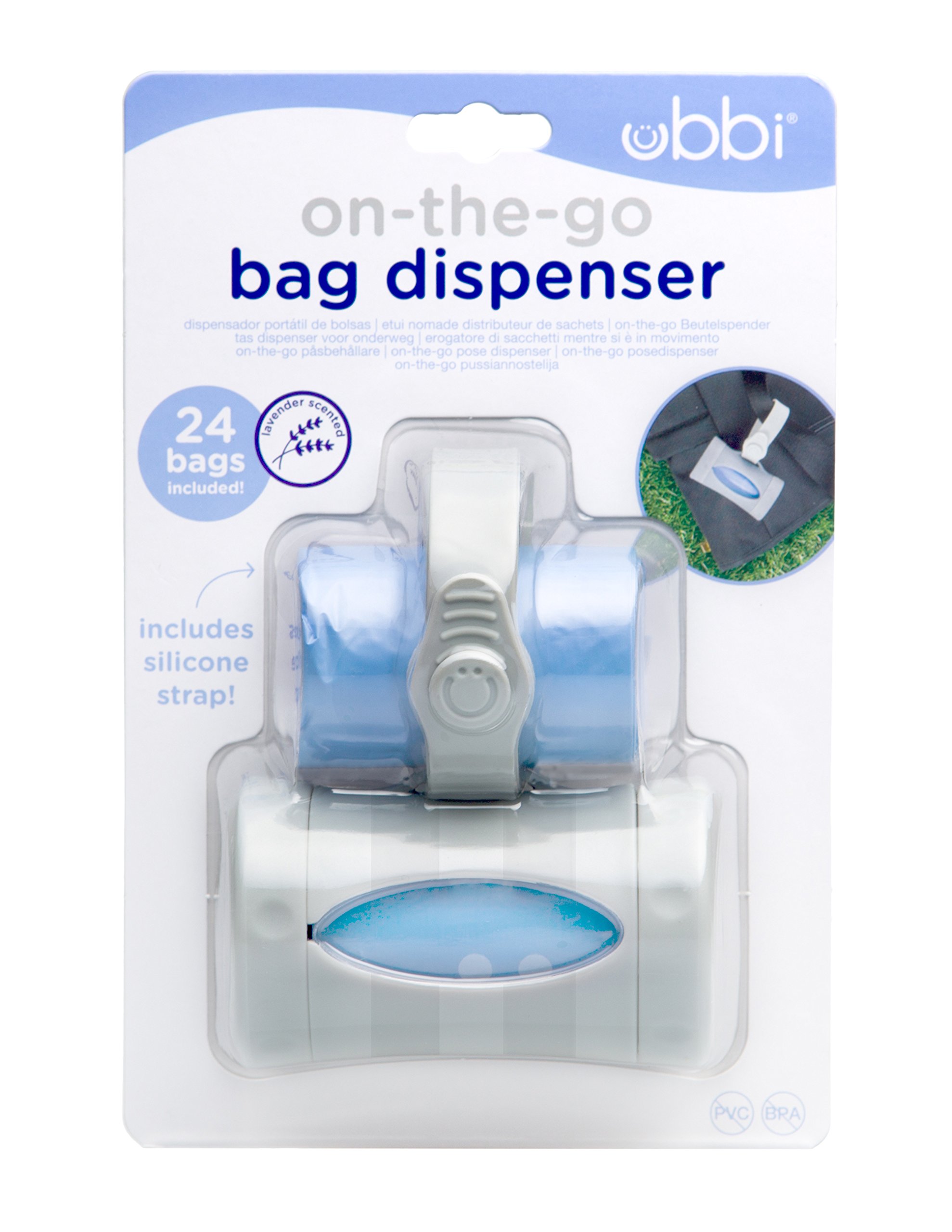 Ubbi On The Go Gray Bag Dispenser Lavender Scented Baby Gift Easy to