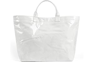 hibear Tote Bag for Women,Large Work Tote Bag Clear Plastic Handbag PVC Letter Printed Bag Kraft Paper Hobo Bag with Handle