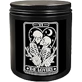 QGFM Gothic Couple Scented Candle - Valentines Skeleton Gifts for Women & Men - Tarot Jar Candles