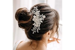 AW BRIDAL Wedding Hair Comb Ivory Flower Bridal Headpiece Hair Clip Wedding Hair Accessories for Brides (Silver)