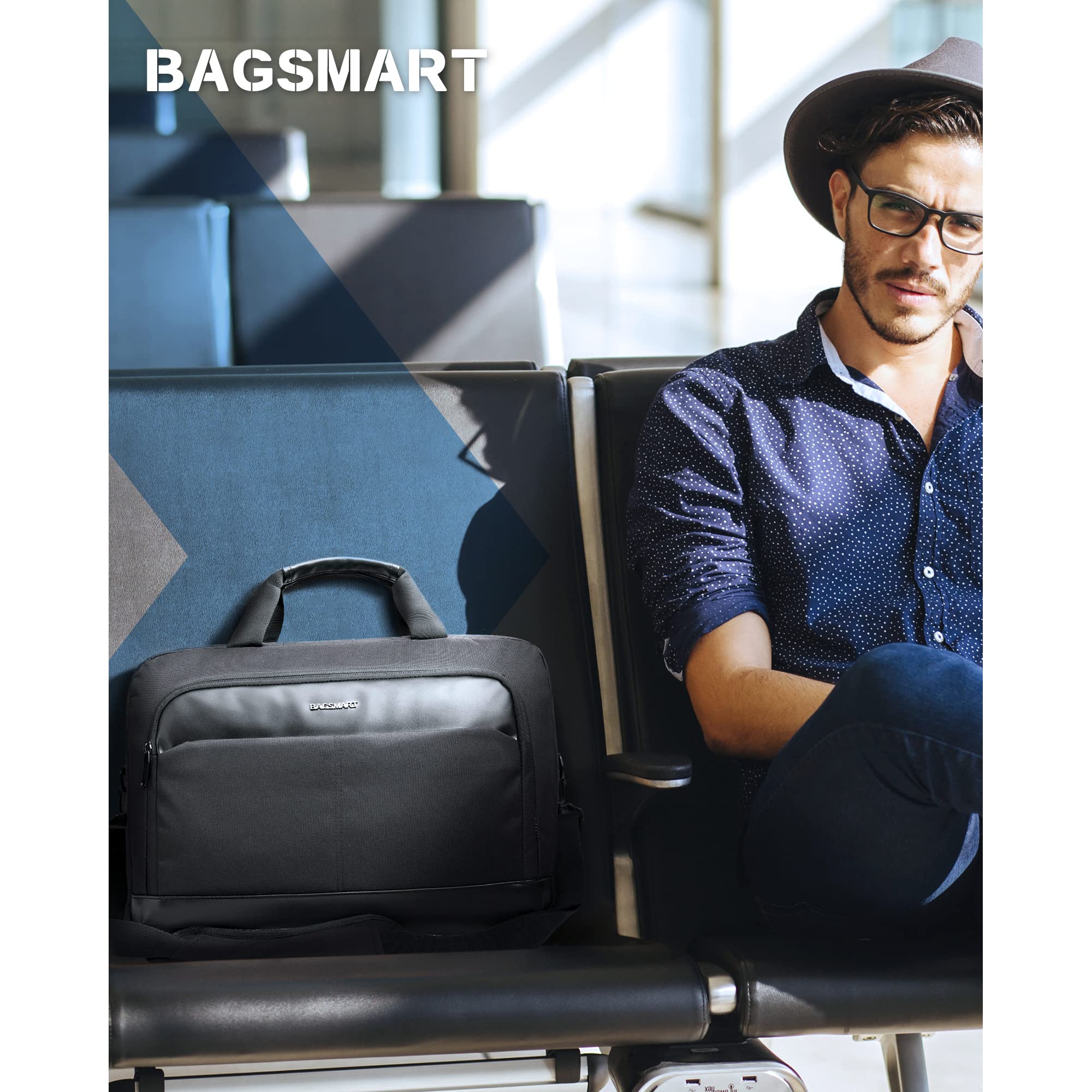 Laptop Bag 17.3 Inch, Laptop Briefcase for Men Women, Large Expandable Computer Bag for Business, Work, Travel (Black)