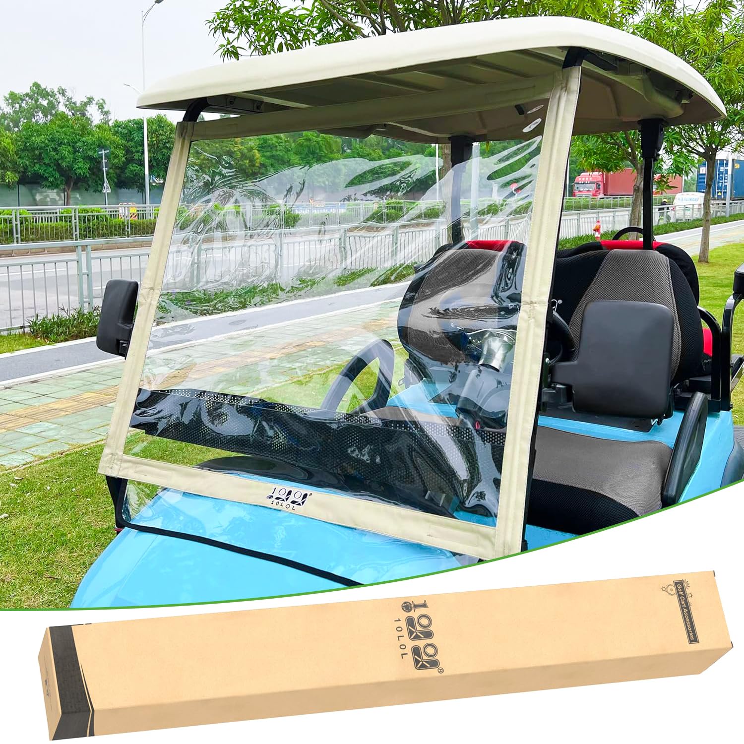 Photo 1 of 10L0L Golf Cart Windshield for Club Car Precedent, Portable Foldable PVC Clear Windshield
