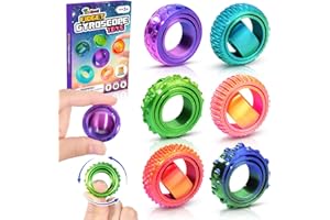 ZAXIDEEL Fidget Toys Gyroscope for Kids Adults: 3D Printed Pain Stim Spinner Rings for Classroom- 6 Pack Sensory Silent Fidget for Kids Autism ADHD Stress Relief- Quiet Fidgets for Anxiety Stocking Stuffers