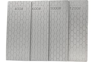 Jewboer 4 Pieces Diamond Sharpening Stone Set,Diamond Lapping Plate Coarse/Medium/Fine Grit Sharpener,400/600/1000/1200 Grit