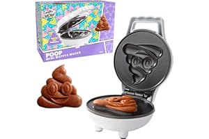 WAFFLE WOW! Poop Emoji Mini Waffle Maker - Make Breakfast Fun for Kids with Cute Smiley Face Design, 4 Inch Waffler Iron Makes Poop Shaped Pan Cakes or Waffles, Electric Non Stick Breakfast Appliance, Funny Gift
