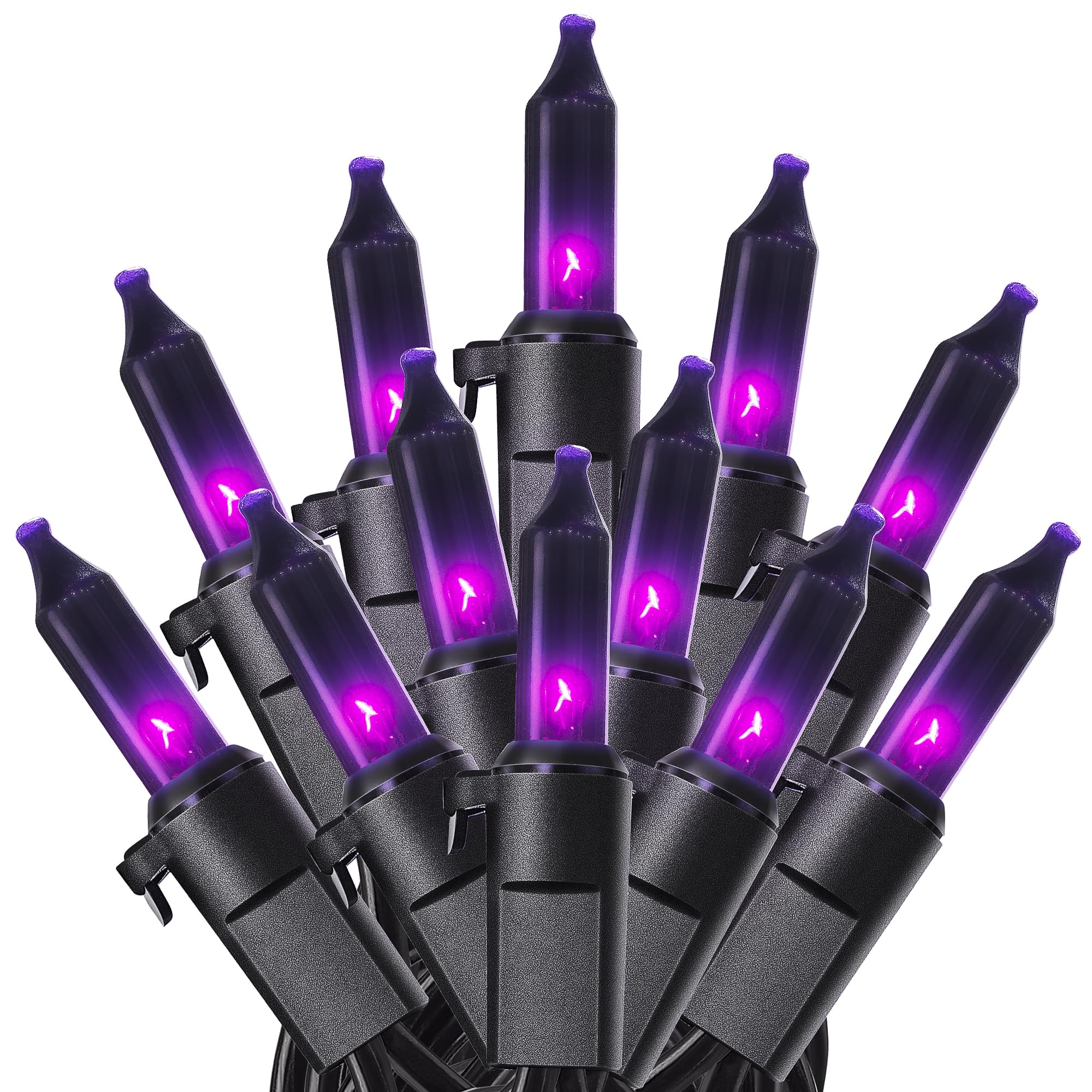 Photo 1 of woohaha Halloween Lights,50 Mini Incandescent Bulb Purple String Lights,Plug in with Black Wire 13Ft Traditional Halloween Holiday Decor for Indoor?Home, Christmas Tree, Bedroom, Patio, Wedding