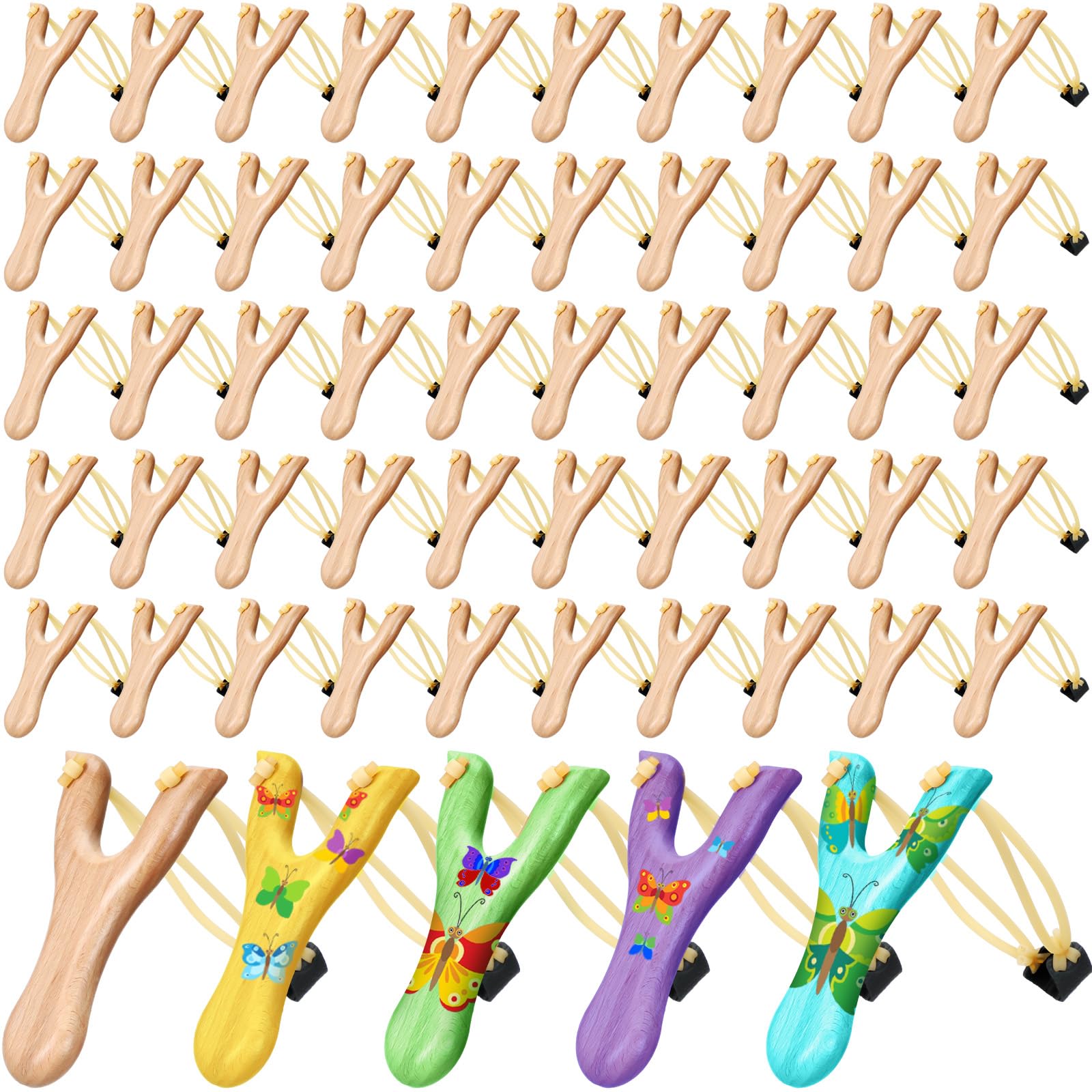 Photo 1 of Shappy 24 Pcs Wooden Slingshot Toy Hunting with Rubber Band Wood Slingshots for Adults Shooting Catapult Game Outdoor Sports Camping Hiking (Brown)