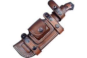 Ottoza Fixed Blade Hunting Knife with Leather Sheath and Horizontal Carry - Full Tang Outdoor Survival and Camping Knife for 