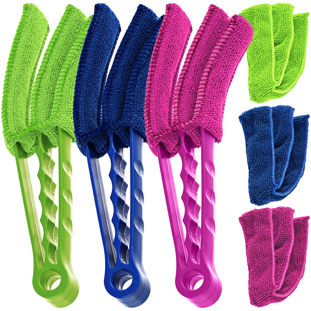 AIFUDA 3 Pcs Dusters for Cleaning, Brush for Car Interior Cleaning Air Conditioner Shutters Blind Duster Tool With 3 Spare Microfiber Sleeves