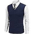 COOFANDY Men's Sweater Vest V Neck Slim Fit Cable Knitted Sleeveless Pullover Sweater
