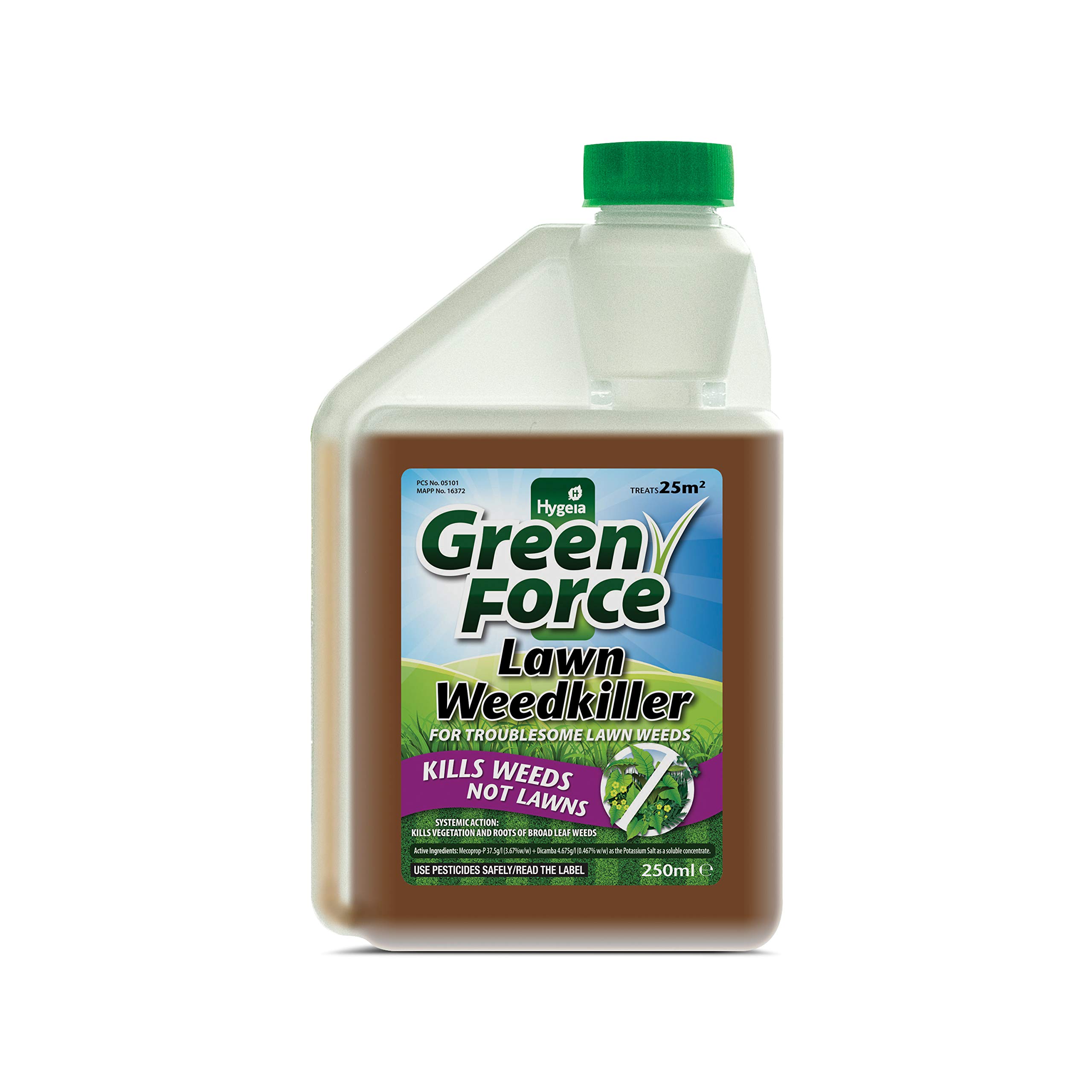Greenforce G60232UK 250ml Lawn Weedkiller of All Broadleaf and Nuisance Weeds, Clear