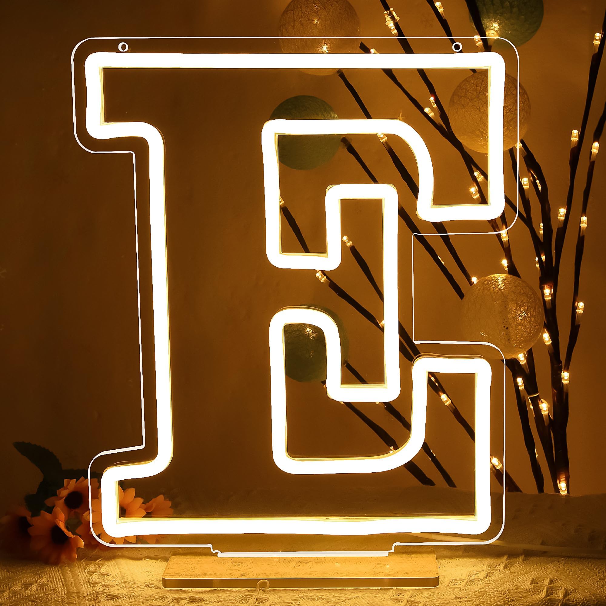 ATTNEON Letter E Neon Sign,Letter Lights 26