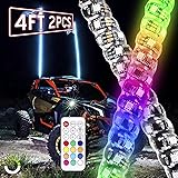 YCHOW-TECH 2PCS 4FT Spiral RGB Led Whip Light with
