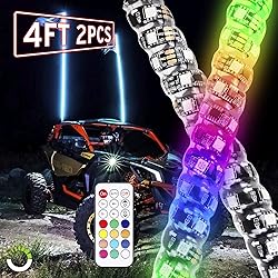 YCHOW-TECH 2PCS 4FT Spiral RGB Led Whip Light with