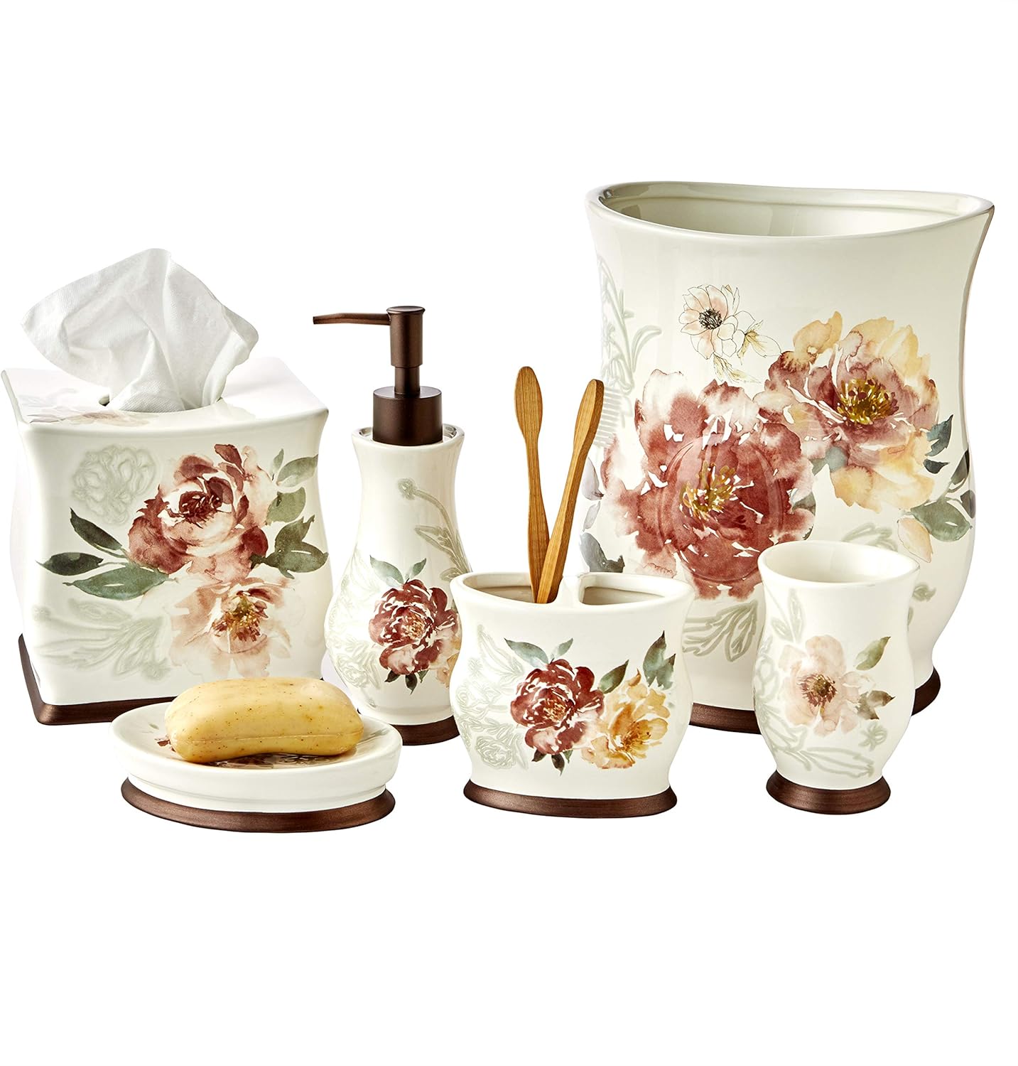 SKL HOME Holland Floral Soap Dispenser, Natural: Home & Kitchen