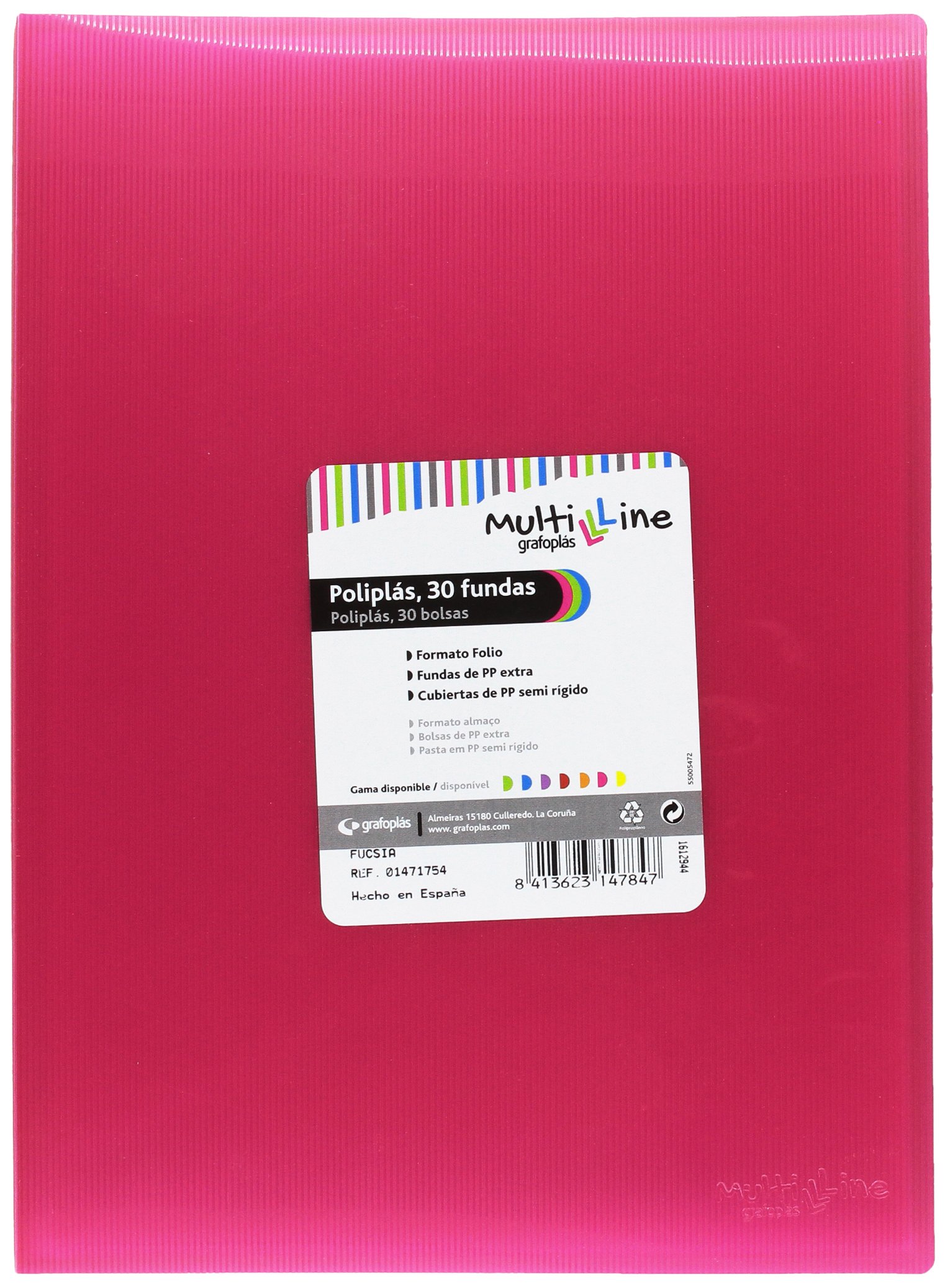 grafoplas 1471754 Folder with 30 Sleeves, Foolscap, Tapas PP, Fuchsia