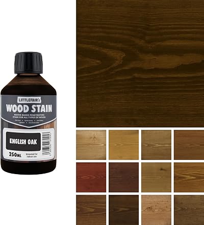 Littlefair's Wood Stain Water-Based English Oak 250ml Non-Toxic Quick Dry