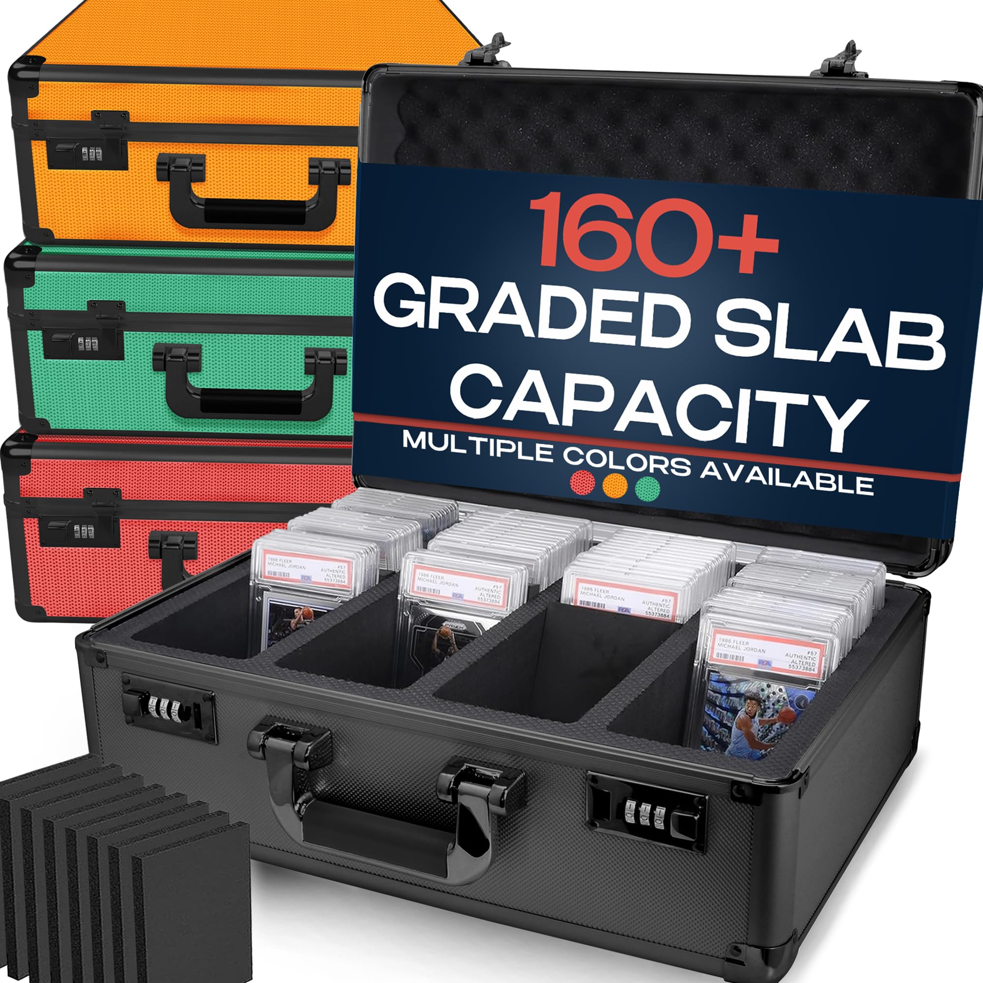 Photo 1 of 1pc.  VALUN SLABPRO 160+ 4 ROW Graded Card Storage Box; Durable Sports, PSA Card Storage Box - Organizer Slab for Your Collection - For Baseball, Football, TCG, MTG Cards - Top Loader Design