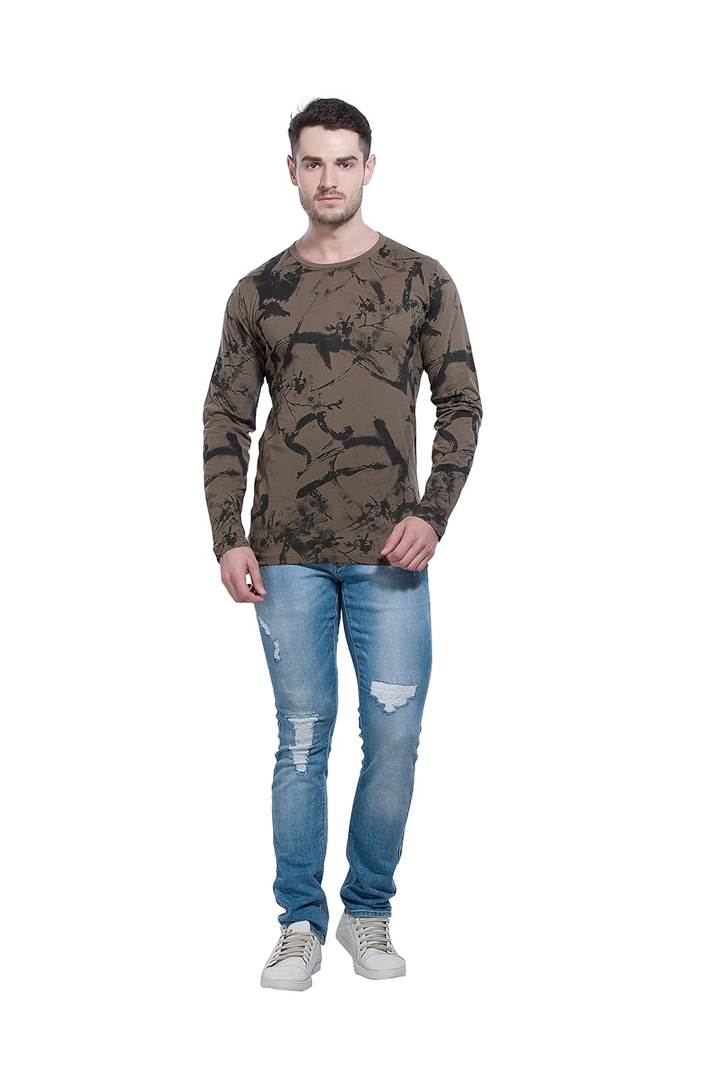 alan jones men's cotton full sleeves printed t-shirt