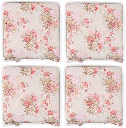 Amazon Co Jp Jema ジェマ 椅子 クッション シートクッション 座布団 チェア用 ひも付き 両面柄 食卓椅子用クッション ダイニング 北欧 4枚セット 43x43 ベージュ ホーム キッチン