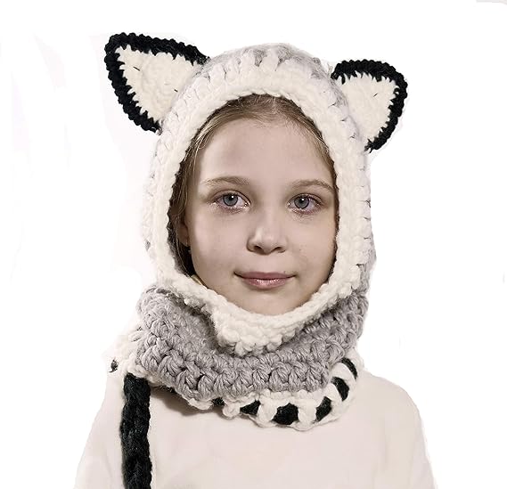 Richoose Winter-warme Coif Haube Schal-Kappen-Hut Earflap Fox gestrickte Wolleschal-Kappen-Hüte für Baby-Kinder Mädchen-Junge