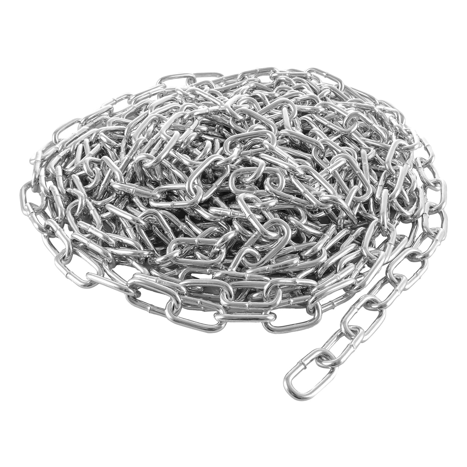 JMIATRY 10 Metres Length 304 Stainless Steel Chain, 4mm Heavy Duty Chain Links, Galvanized Steel Welded Link Chains Lift for Fence Gate, Garage Doors, Swing Chains and Bicycle Security Lock