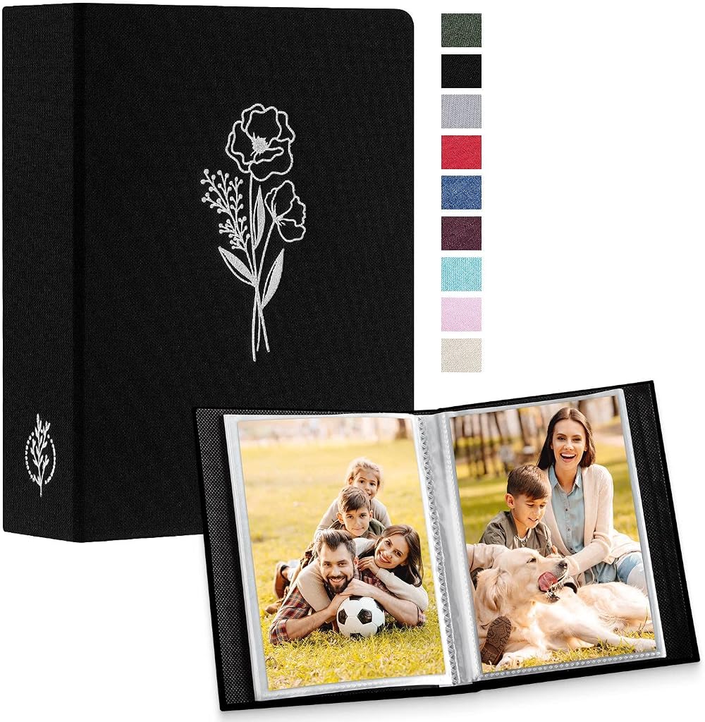 Lanpn Small Photo Album 6x4 2 Packs 50 Photos Linen Top Loading Portrait 10x15cm