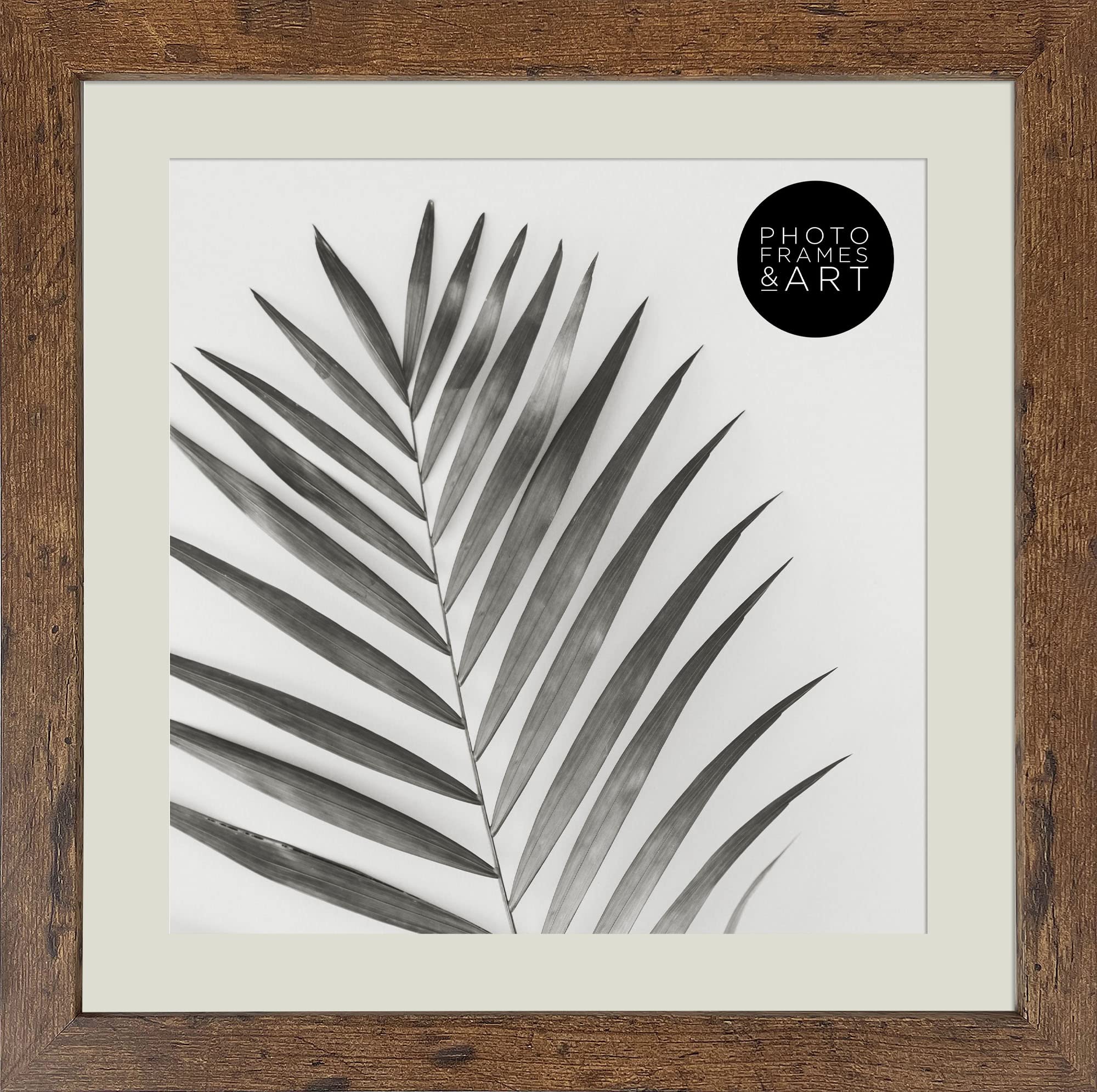 pf+a REAL GLASS Rustic Effect 10x10 For 8x8 Picture Frame - 8x8inch Photo Frame With Mount Table Top & Wall Mounting