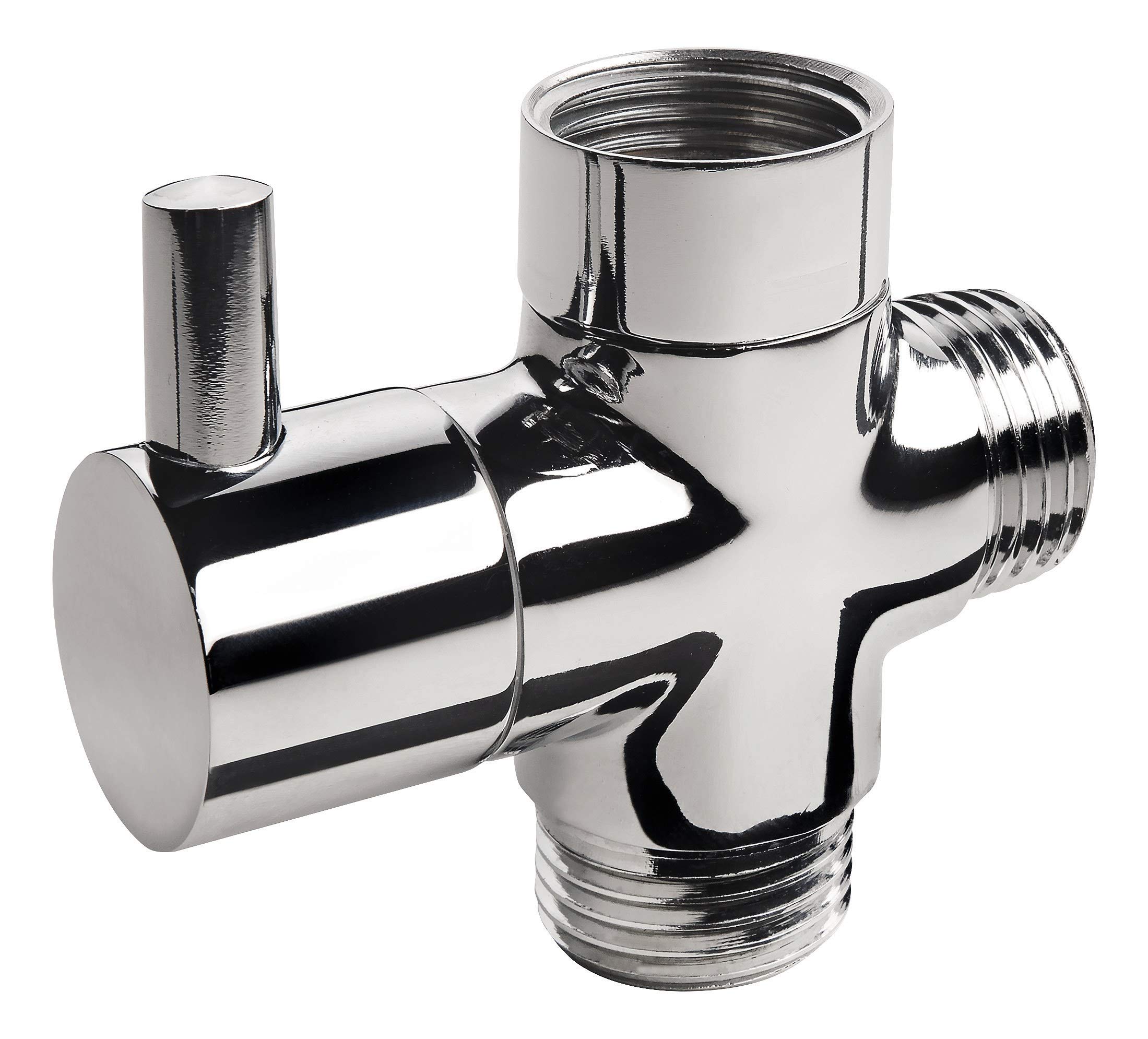aquaSu® 3-Way Diverter for Showers, Diverter Valve for Changing Between Hand Shower and Shower Head, Connections in 1/2 inch, Metal, Chrome, 72409 8