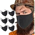 6 PCS Extra Large Black Cloth Face Mask, 3 Ply XL BB-9201 Material, Reusable Fabric Washable for Men Women Adult Beards Travel (X-Large fits Larger Faces or Head, Pack 6 Black)