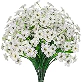 TYISWY 21 Bundles Outdoor Artificial Flowers UV Resistant Fake Silk Flowers No Fade Faux Plastic Plants Garden Porch Window Box Decoration(White)