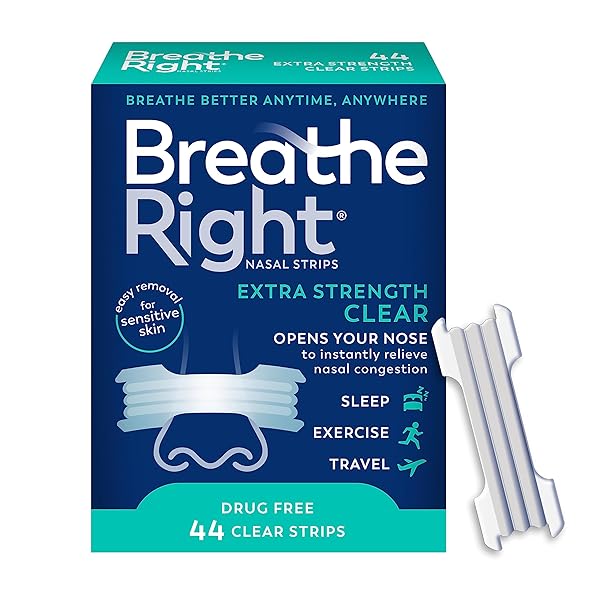 BREATHE RIGHT NASAL STRIPS, EXTRA STRENGTH CLEAR NOSE...