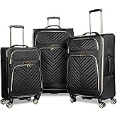 Kenneth Cole REACTION Chelsea Chevron Quilted Luggage, Black, 3-Piece Set (20"/24"/28")
