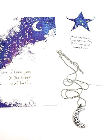 Amazon Com Smiling Wisdom Celtic Crescent Moon Double Sided Pendant Necklace Jewelry Gift Set I Love You To The Moon And Back Greeting Card Christmas Valentine Birthday Teenage
