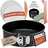 RFAQK 10 Inch Nonstick Springform Pan with Removable Bottom - LeakProof Cheesecake Pans with 50PCs Parchment Papers & Bonus Recipe e-Book - Perfect Baking Every Time
