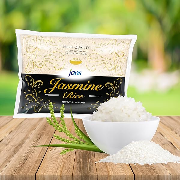 JANS JASMINE RICE – LONG GRAIN WHITE RICE FROM THAILAND, TENDER TEXTURE, EXCELLENT FRAGRANCE | GLUTEN FREE, EASY TO COOK, PANTRY STAPLE, 4LB BAG (PACK OF 1)