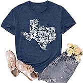 sallrue Texas Shirts for Women State Map Tshirts Texan Tshirt Texas Lover Pride Tee Tops