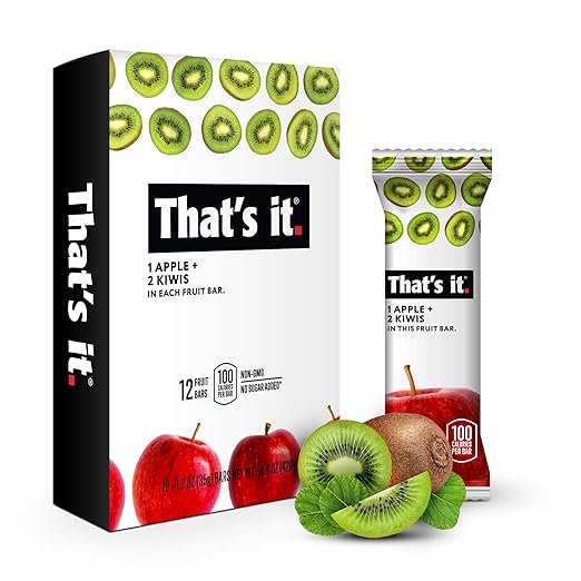 That's it. Apple + Kiwi 100% Natural Real Fruit Bar, Best High Fiber Vegan, Gluten Free Healthy Snack, Paleo for Children & Adults, Non GMO No Added Sugar, No Preservatives Energy Food
