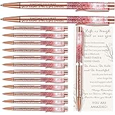 Supervitae 15 Set Valentine's Day Motivational Pens for Women Bulk Rose Gold Inspirational Positive Quote Ballpoint Pens with Card Tie for Secret Sister Gift Teacher Student Employee