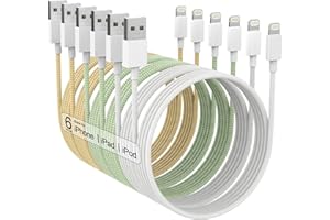 ZHULIANG 6Pack (3/3/6/6/6/10 FT) Apple MFi Certified iPhone Charger Fast Charging Long Lightning Cable iPhone Charger Cord Compatible iPhone 14/13/12/11 Pro Max/XS MAX/XR/XS/X/8/7 Plus iPad AirPods