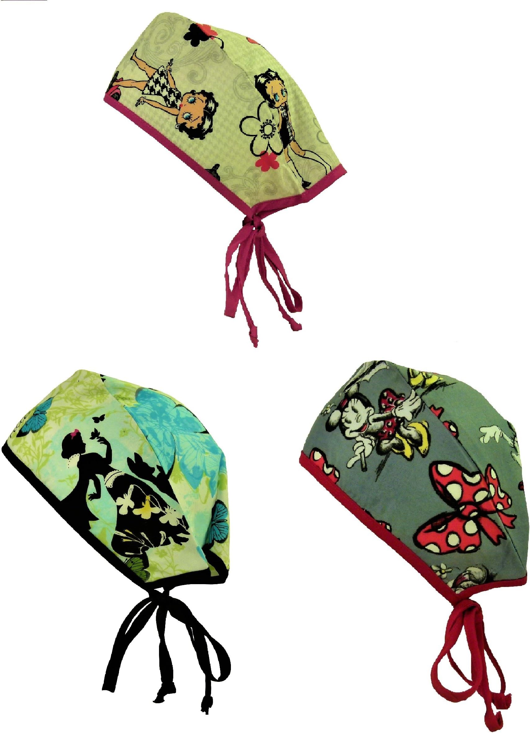 CaringPlus Scrubs Cap 3 Piece Combo Cartoon Prints
