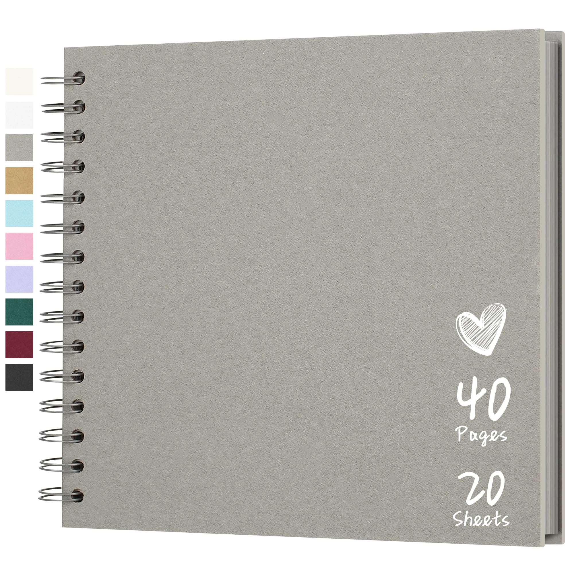 Hiwhy Scrapbook 8x8 Inch DIY Scrapbook Album Hardcover Kraft Paper Scrap Book Photo Albums 20 Sheets Memory Book for Family Wedding, Light Grey