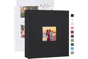 Mublalbum 8.5x11 Inch DIY Scrapbook Photo Album with 40 Plastic Sleeves 80 Pages Top-Loading Protectors, Linen Cover 3-Ring Binder for Baby Wedding Travel and DIY Projects (Black)