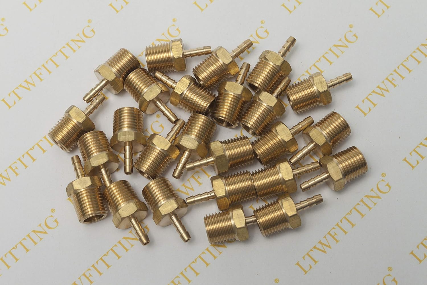 LTWFITTING Brass 1/4-Inch Male BSPT x 3mm Hose Barb Coupler Adapter Fitting for Vehicle Fuel System HVAC System (Pack of 25) - Image 3